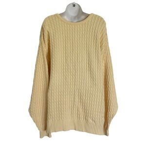 Vintage Burberrys London Men's Cable Knit Sweater L Yellow Grandpa Golf USA